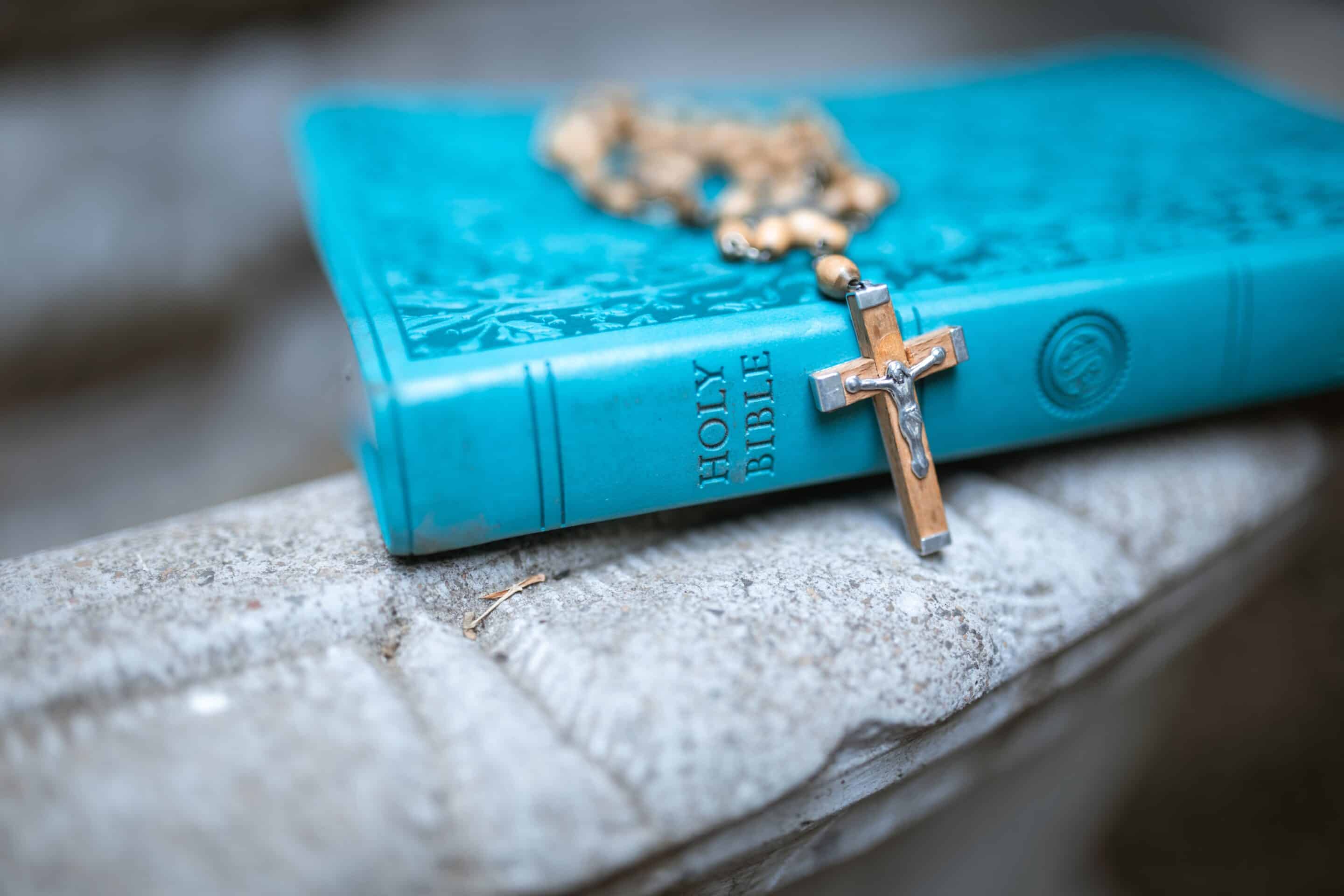 a Bible and rosary
