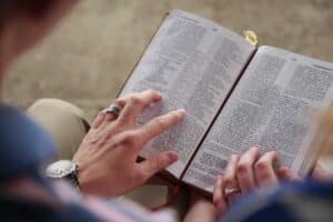 an open bible being read
