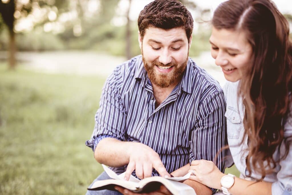 Reading the bible.