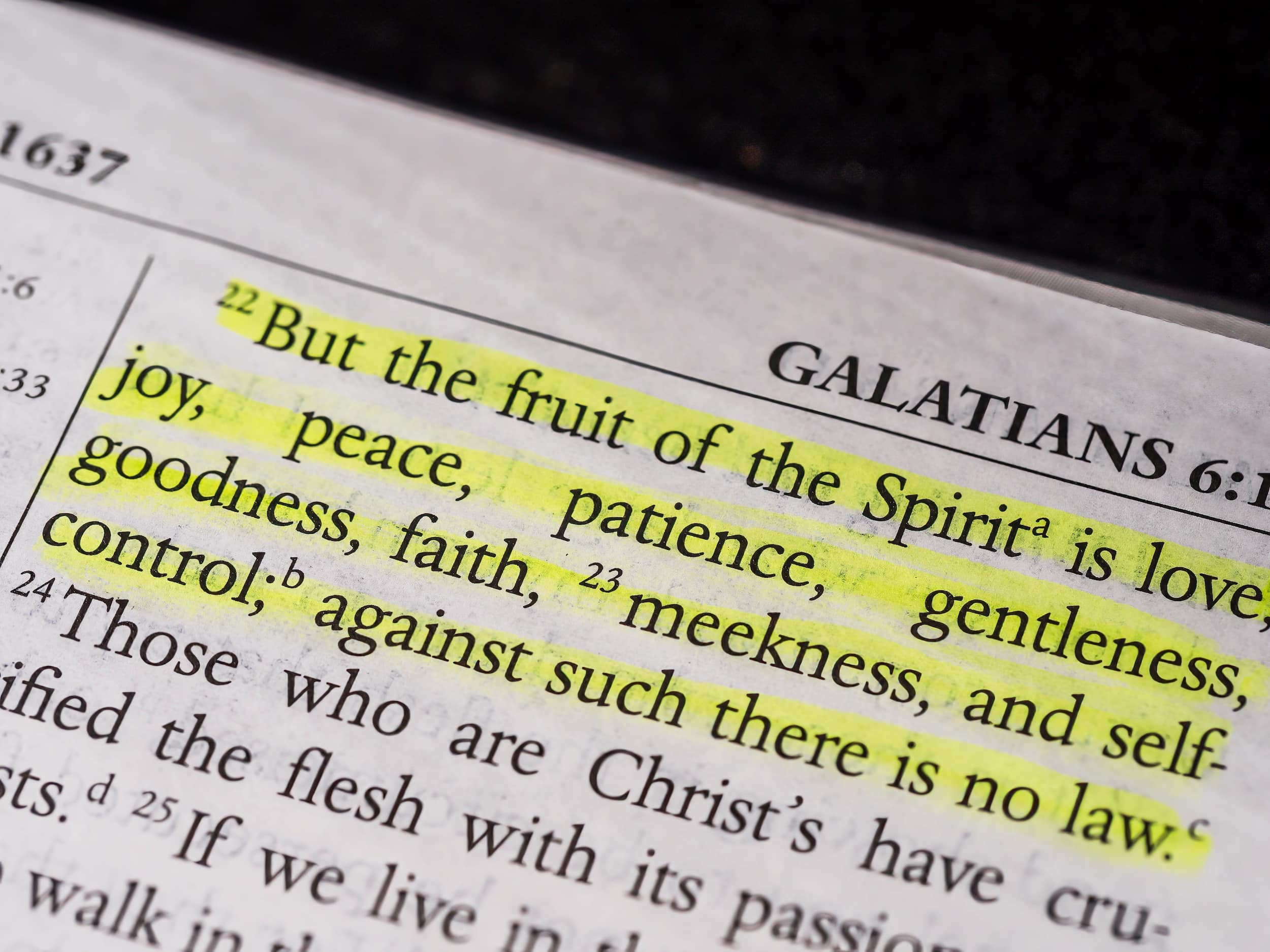 One of the primary Bible verses about self control is Galatians 5:22-23.